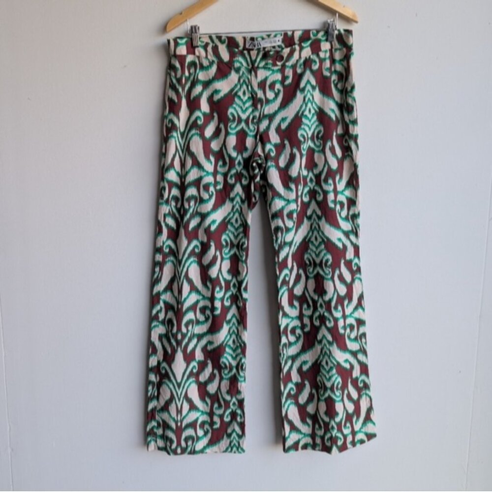 Zara 100% cotton abstract print pants